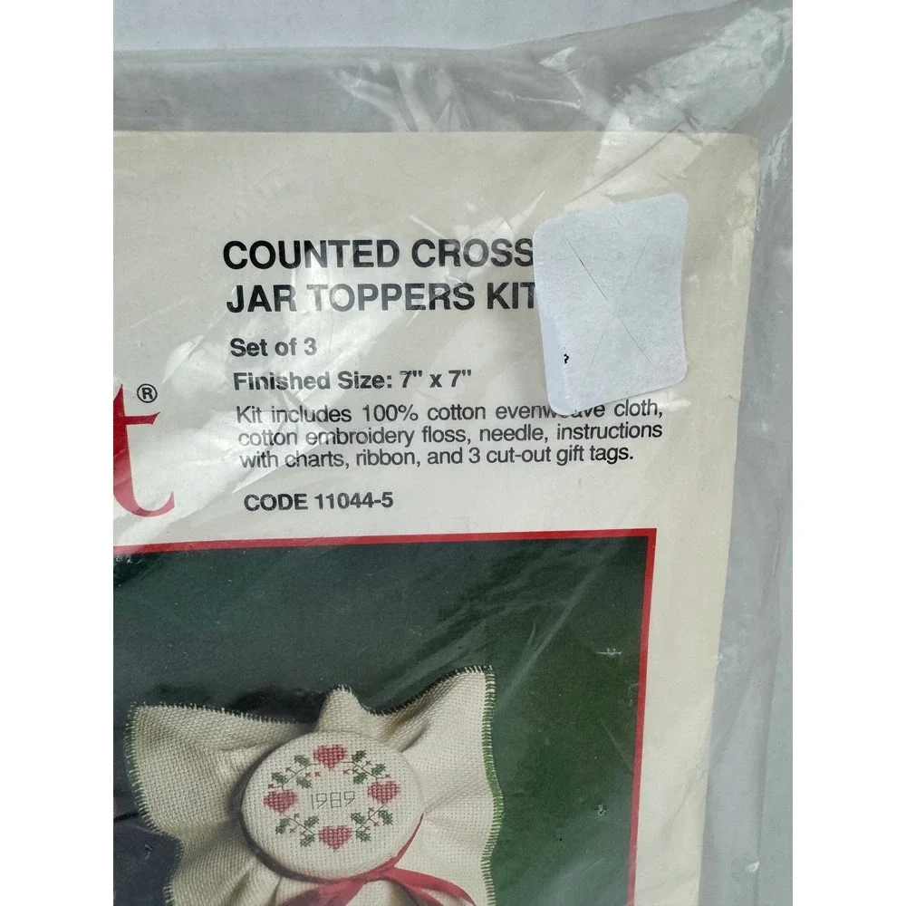 Vintage 1989 Current Counted Cross Stitch Jar Toppers Kit Set of 3 11044-5